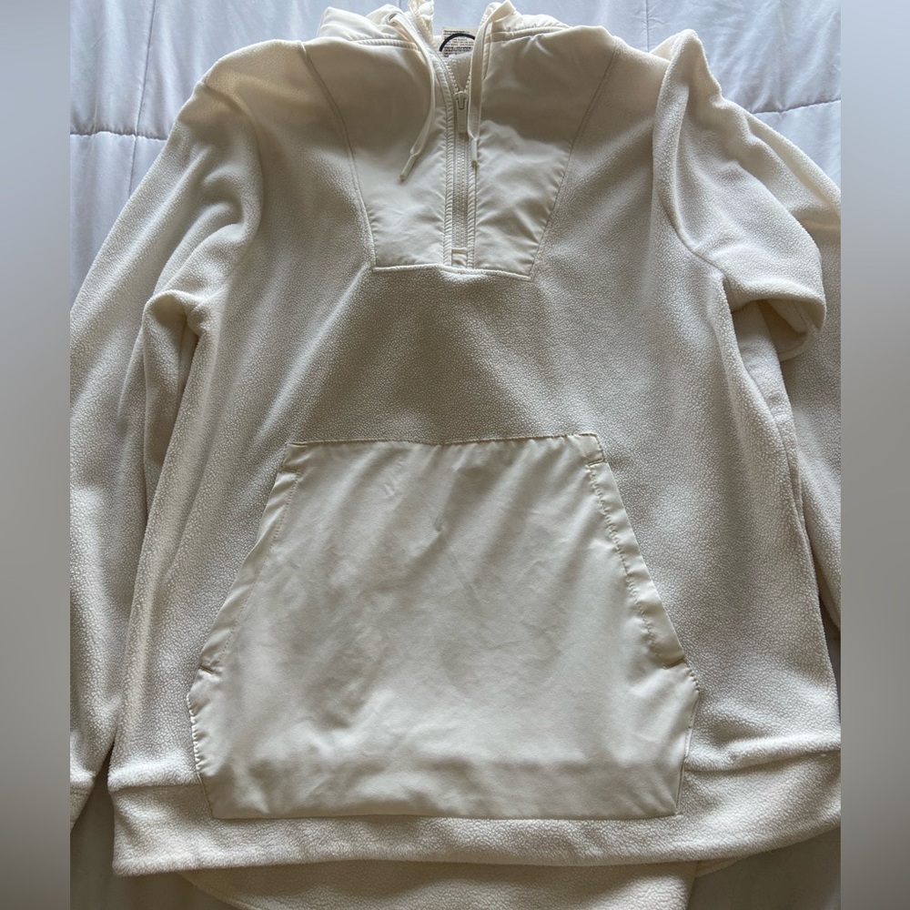 Cream sherpa pullover hoodie